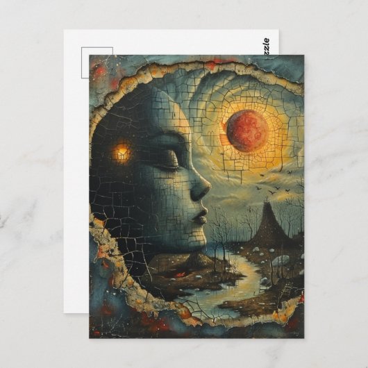 Abstrakte Landschaft Grunge Surreal Postkarte (Vorne/Hinten)