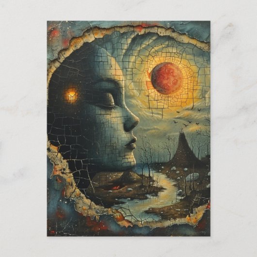 Abstrakte Landschaft Grunge Surreal Postkarte (Vorderseite)