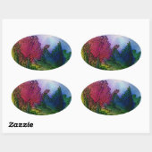 Abstrakte Landschaft in Wasserfarben - foggy Sonne Ovaler Aufkleber (Blatt)