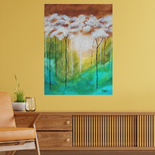 Abstrakte Landschaft Kunst, hässliche Bäume, Aquam Poster