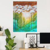 Abstrakte Landschaft Kunst, hässliche Bäume, Aquam Poster (Heimbüro)