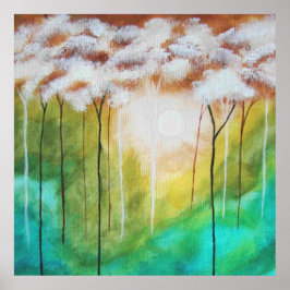 Abstrakte Landschaft Kunst, hässliche Bäume, Aquam Poster