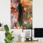 Abstrakte Landschaft Kunst Malerei Grün Orange Sch Poster (Heimbüro)