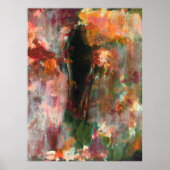 Abstrakte Landschaft Kunst Malerei Grün Orange Sch Poster (Vorne)
