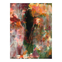 Abstrakte Landschaft Kunst Malerei Grün Orange Sch