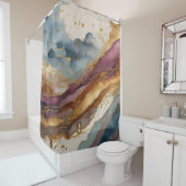 Abstrakte Landschaft Lila Brown Blue Gold Duschvorhang (Beispiel)