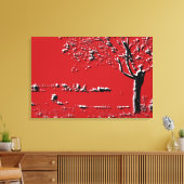 Abstrakte Landschaft mit Bäumen in Rot - Leinwand (Insitu (Wohnzimmer))