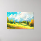 Abstrakte Landschaft mit Hügeln und Bäumen und bew Leinwanddruck (Vorderseite)