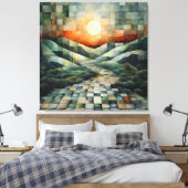 Abstrakte Landschaft mit lichtdurchfluteten Bahnen Leinwanddruck (Insitu (Schlafzimmer))