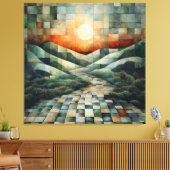 Abstrakte Landschaft mit lichtdurchfluteten Bahnen Leinwanddruck (Insitu (Wohnzimmer))