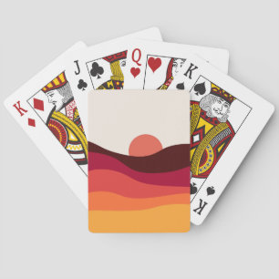 Abstrakte Landschaft mit Meer bei Sonnenuntergang Spielkarten