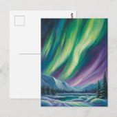 Abstrakte Landschaft mit Nordlichter Postkarte (Vorne/Hinten)