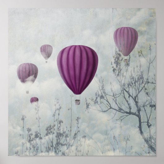 Abstrakte Landschaft mit rosa Luftballons Poster (Vorne)