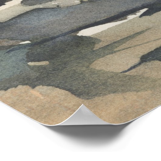 Abstrakte Landschaft neutrales dunkles Wasser Poster (Ecke)