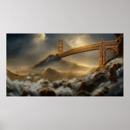 Abstrakte Landschaft stürzen über die Golden Gate  Poster