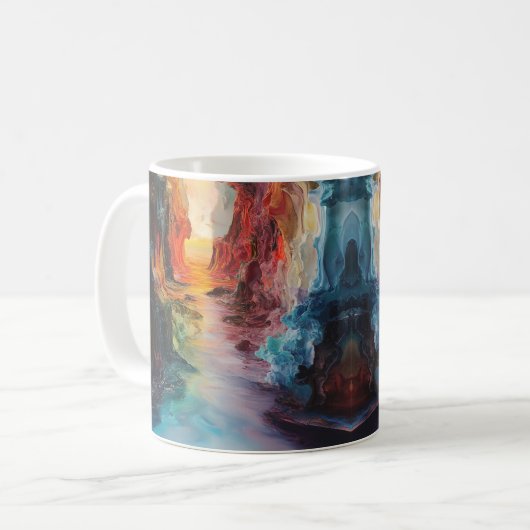 Abstrakte Landschaft Tasse, Einzigartiger Kunstkaf Kaffeetasse (Vorderseite Links)