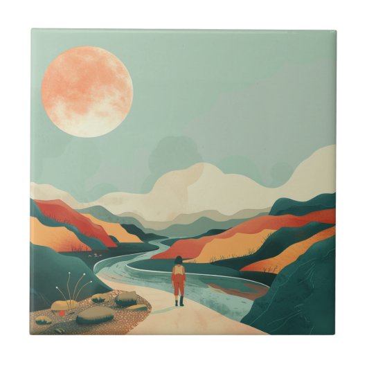 Abstrakte Landschaft von Boho (14) Fliese (Vorderseite)