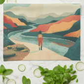 Abstrakte Landschaft von Boho (14) Geschirrtuch (Gefaltet)