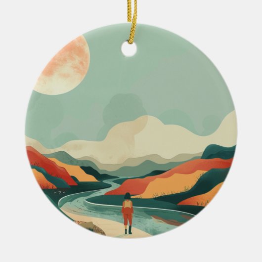 Abstrakte Landschaft von Boho (14) Keramik Ornament (Vorne)