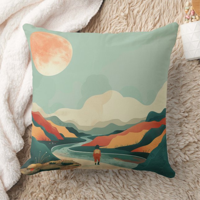 Abstrakte Landschaft von Boho (14) Kissen (Decke)