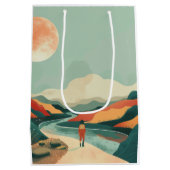 Abstrakte Landschaft von Boho (14) Mittlere Geschenktüte (Rückseite)