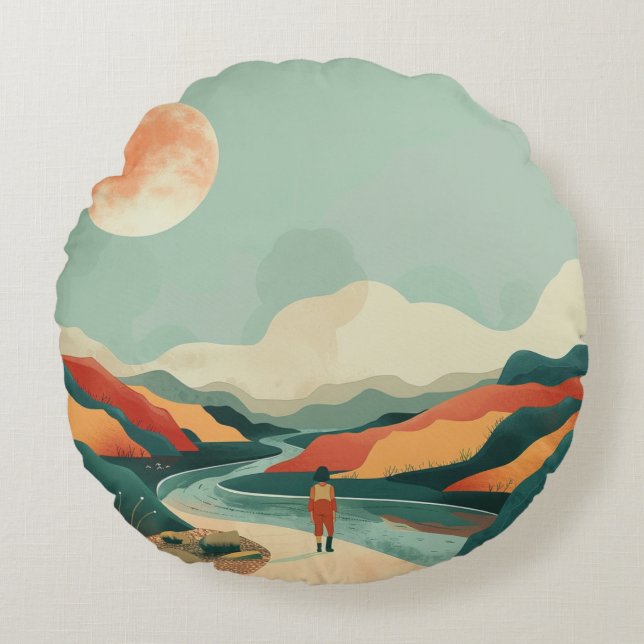 Abstrakte Landschaft von Boho (14) Rundes Kissen (Vorderseite)