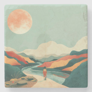 Abstrakte Landschaft von Boho (14) Steinuntersetzer