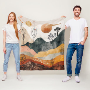 Abstrakte Landschaft von Boho (15) Fleecedecke