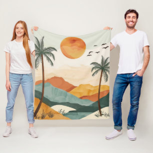Abstrakte Landschaft von Boho (16) Fleecedecke