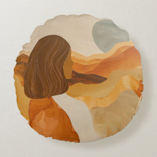 Abstrakte Landschaft von Boho (17) Rundes Kissen