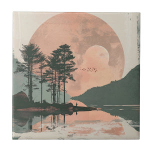 Abstrakte Landschaft von Boho (1) Fliese