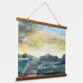 Abstrakte Landschaft Wandteppich Mit Holzrahmen (Gewinkelt)