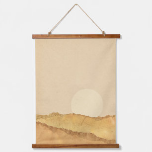 Abstrakte Landschaft Wandteppich Mit Holzrahmen