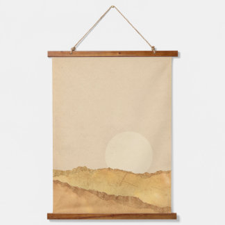 Abstrakte Landschaft Wandteppich Mit Holzrahmen