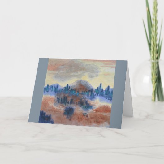 Abstrakte Landschaft - Wüste, Pferde und Reiter Karte (Vorderseite)