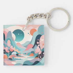 Abstrakte Landschaftskunst Schlüsselanhänger