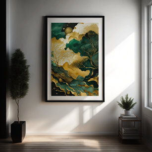 Abstrakte Landschaftsmalerei auf Wasserfarben III Poster