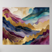 Abstrakte Landschaftsmalerei Gold Blau Lila Poster (Vorne)