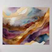 Abstrakte Landschaftsmalerei Gold Blau Lila Poster (Vorne)