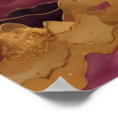 Abstrakte Landschaftsmalerei Gold Burgund Poster (Ecke)