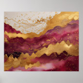 Abstrakte Landschaftsmalerei Gold Burgund Poster (Vorne)