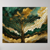 Abstrakte Landschaftsmalerei Gold Green Poster (Vorne)