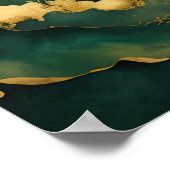 Abstrakte Landschaftsmalerei Gold Green Poster (Ecke)