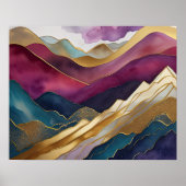 Abstrakte Landschaftsmalerei Gold Lila Blue Poster (Vorne)