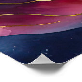 Abstrakte Landschaftsmalerei Gold Lila Blue Poster (Ecke)