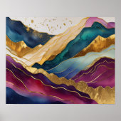 Abstrakte Landschaftsmalerei Gold Lila Blue Poster (Vorne)