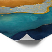 Abstrakte Landschaftsmalerei Gold Pfirsichblau Poster (Ecke)