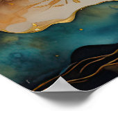 Abstrakte Landschaftsmalerei Gold Rost Blau Poster (Ecke)