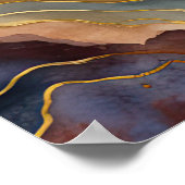 Abstrakte Landschaftsmalerei Gold Rost Blau Poster (Ecke)