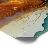 Abstrakte Landschaftsmalerei Gold Rost Blau Poster (Ecke)